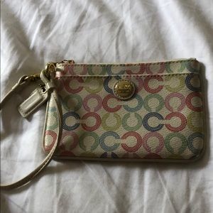 White leather Coach Wristlet